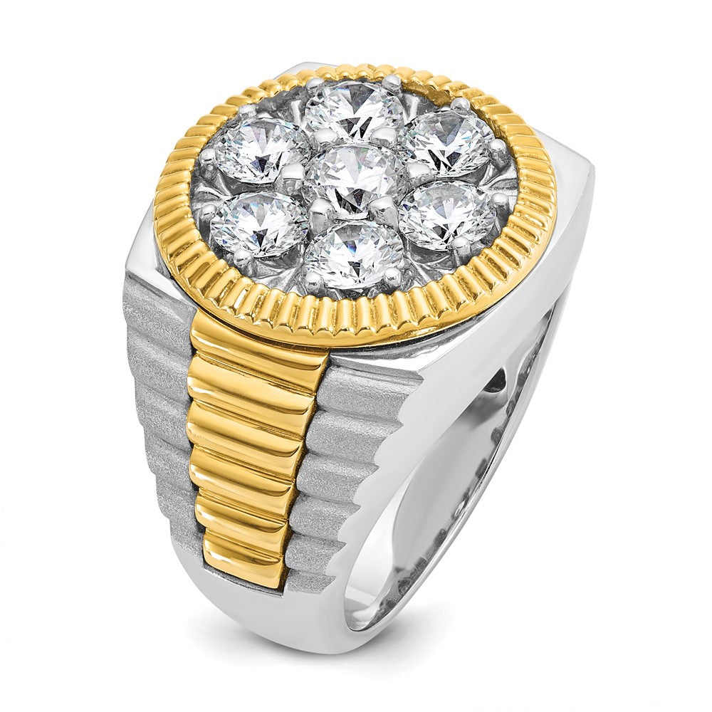 IBGoodman 14k Two-tone Men's Polished Satin and Ribbed Round Cluster Ring Mounting