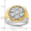 IBGoodman 14k Two-tone Men's Polished Satin and Ribbed Round Cluster Ring Mounting