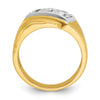 14k with White Rhodium Men's Polished and Grooved 3-Stone 1 Carat AA Quality Diamond Ring