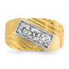 14k with White Rhodium Men's Polished and Grooved 3-Stone 1 Carat AA Quality Diamond Ring
