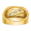 14k with White Rhodium Men's Polished and Grooved 3-Stone 1 Carat AA Quality Diamond Ring