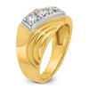 14k with White Rhodium Men's Polished and Grooved 3-Stone 1 Carat AA Quality Diamond Ring