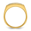 14k Men's Polished and Grooved 3-Row 1.65 Carat AA Quality Diamond Ring