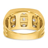 14k Men's Polished and Grooved 3-Row 1.65 Carat AA Quality Diamond Ring