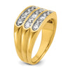 14k Men's Polished and Grooved 3-Row 1.65 Carat AA Quality Diamond Ring