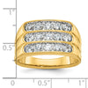 14k Men's Polished and Grooved 3-Row 1.65 Carat AA Quality Diamond Ring