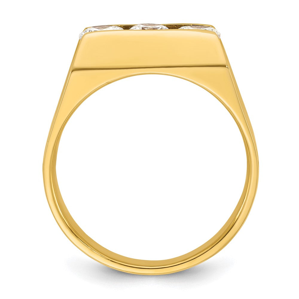 14k Men's Polished 3-Stone 1 Carat AA Quality Diamond Ring