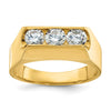14k Men's Polished 3-Stone 1 Carat AA Quality Diamond Ring