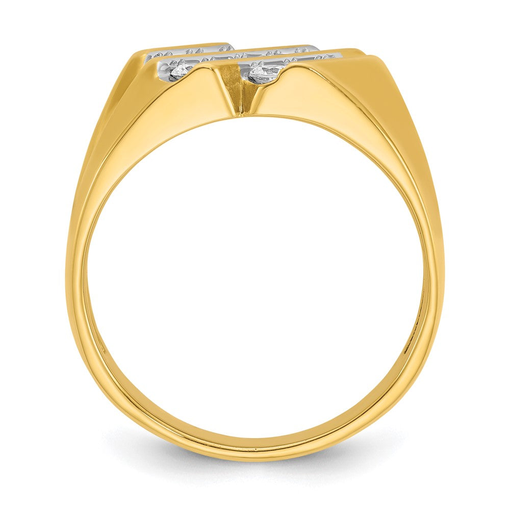 14k Men's Polished and Grooved 3/4 Carat AA Quality Diamond Ring