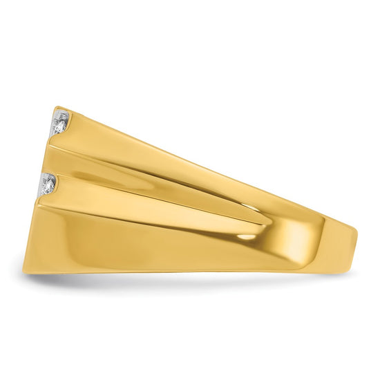 14k Men's Polished and Grooved 3/4 Carat AA Quality Diamond Ring
