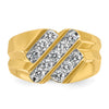 14k Men's Polished and Grooved 3/4 Carat AA Quality Diamond Ring