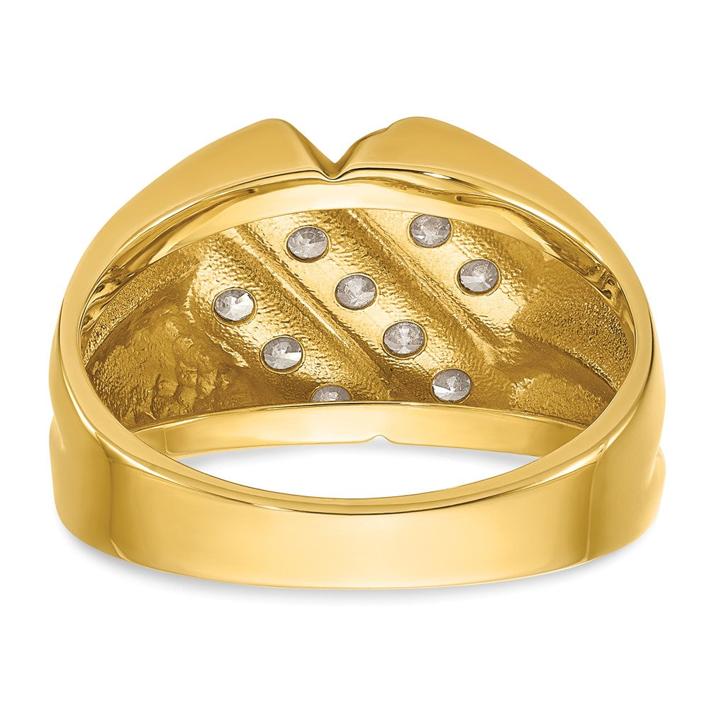 14k Men's Polished and Grooved 3/4 Carat AA Quality Diamond Ring