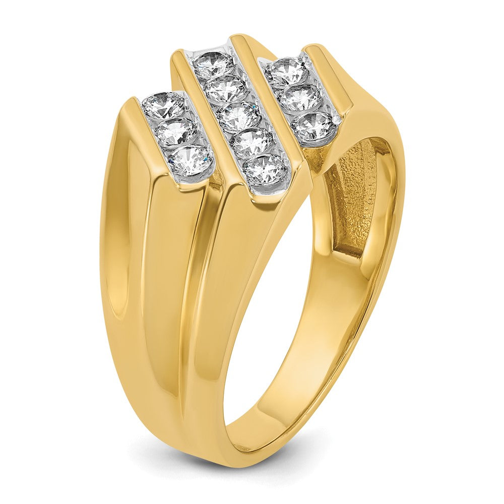 14k Men's Polished and Grooved 3/4 Carat AA Quality Diamond Ring