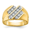 14k Men's Polished and Grooved 3/4 Carat AA Quality Diamond Ring