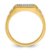 14k with White Rhodium Men's Polished Satin and Grooved 3-Row 1/3 Carat AA Quality Diamond Ring