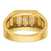 14k with White Rhodium Men's Polished Satin and Grooved 3-Row 1/3 Carat AA Quality Diamond Ring