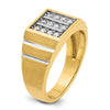 14k with White Rhodium Men's Polished Satin and Grooved 3-Row 1/3 Carat AA Quality Diamond Ring