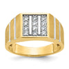 14k with White Rhodium Men's Polished Satin and Grooved 3-Row 1/3 Carat AA Quality Diamond Ring