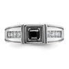 14k White Gold with Black Rhodium Men's Satin 7/8 carat Black and White Diamond Complete Ring