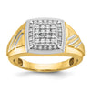 14k with White Rhodium Men's Polished Satin and Grooved 1/3 Carat AA Quality Diamond Square Cluster Ring