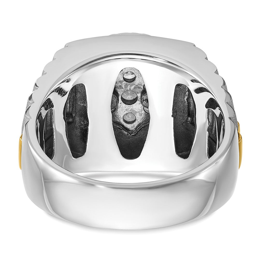 IBGoodman 14k Two-tone Men's Polished Satin and Ribbed Round Cluster Ring Mounting