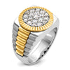 IBGoodman 14k Two-tone Men's Polished Satin and Ribbed Round Cluster Ring Mounting