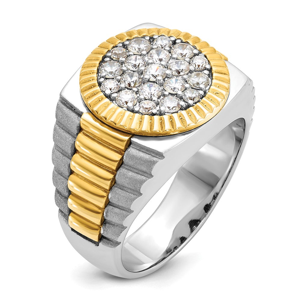 IBGoodman 14k Two-tone Men's Polished Satin and Ribbed Round Cluster Ring Mounting