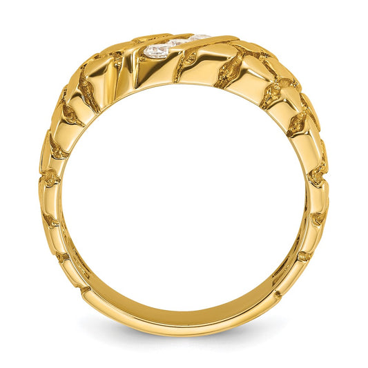 14k Men's 1/4 carat Diamond Nugget Complete Ring