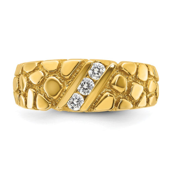 14k Men's 1/4 carat Diamond Nugget Complete Ring