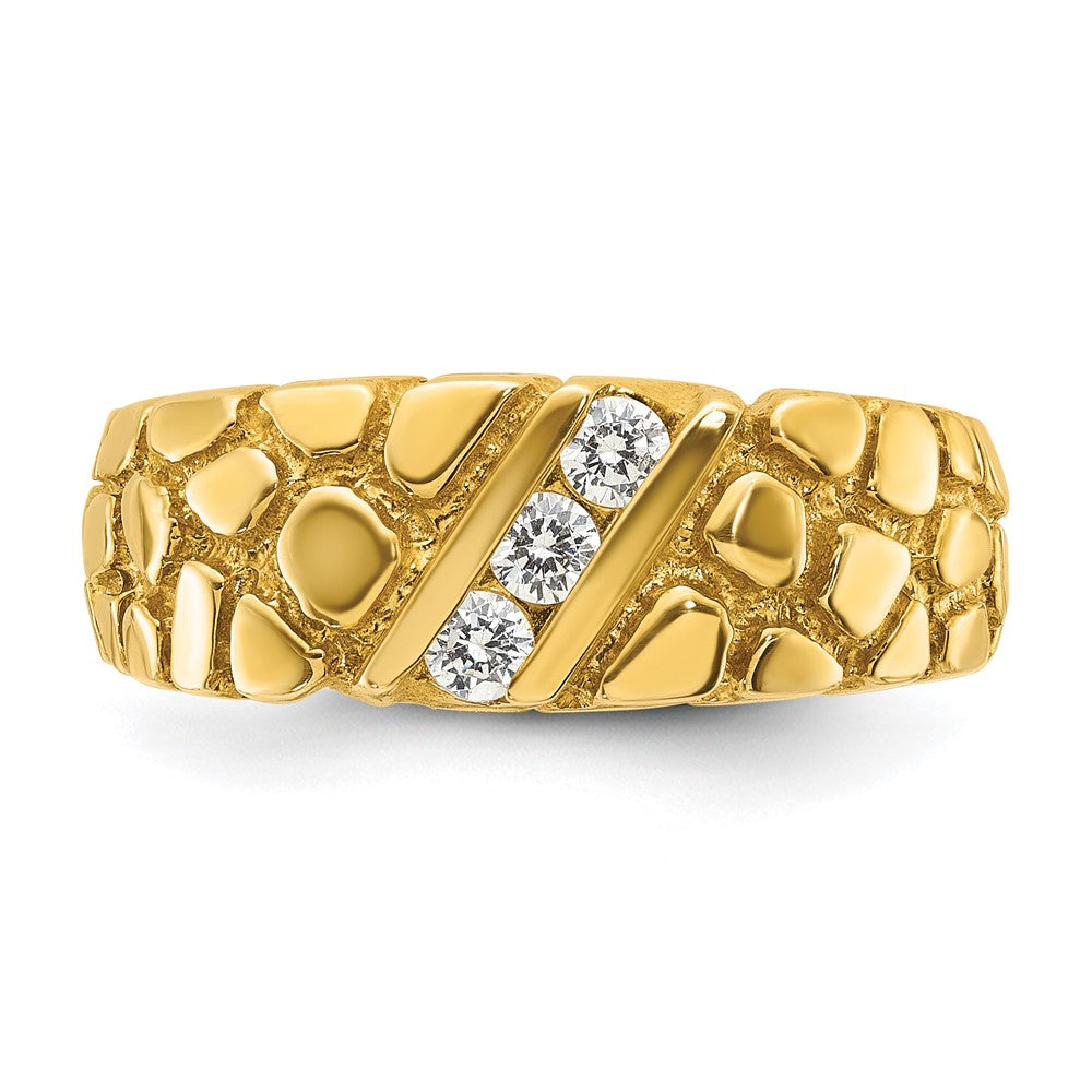 14k Men's 1/4 carat Diamond Nugget Complete Ring