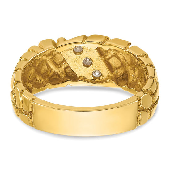 14k Men's 1/4 carat Diamond Nugget Complete Ring