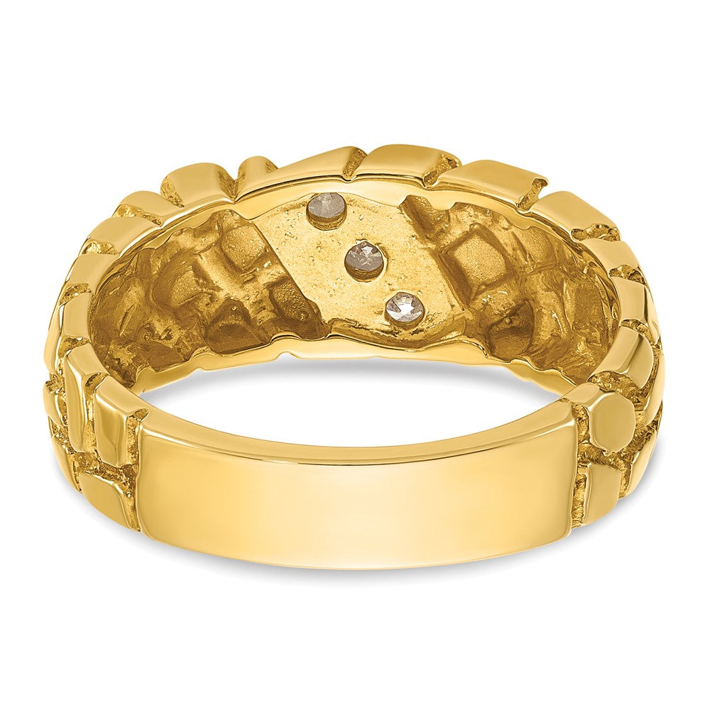 14k Men's 1/4 carat Diamond Nugget Complete Ring
