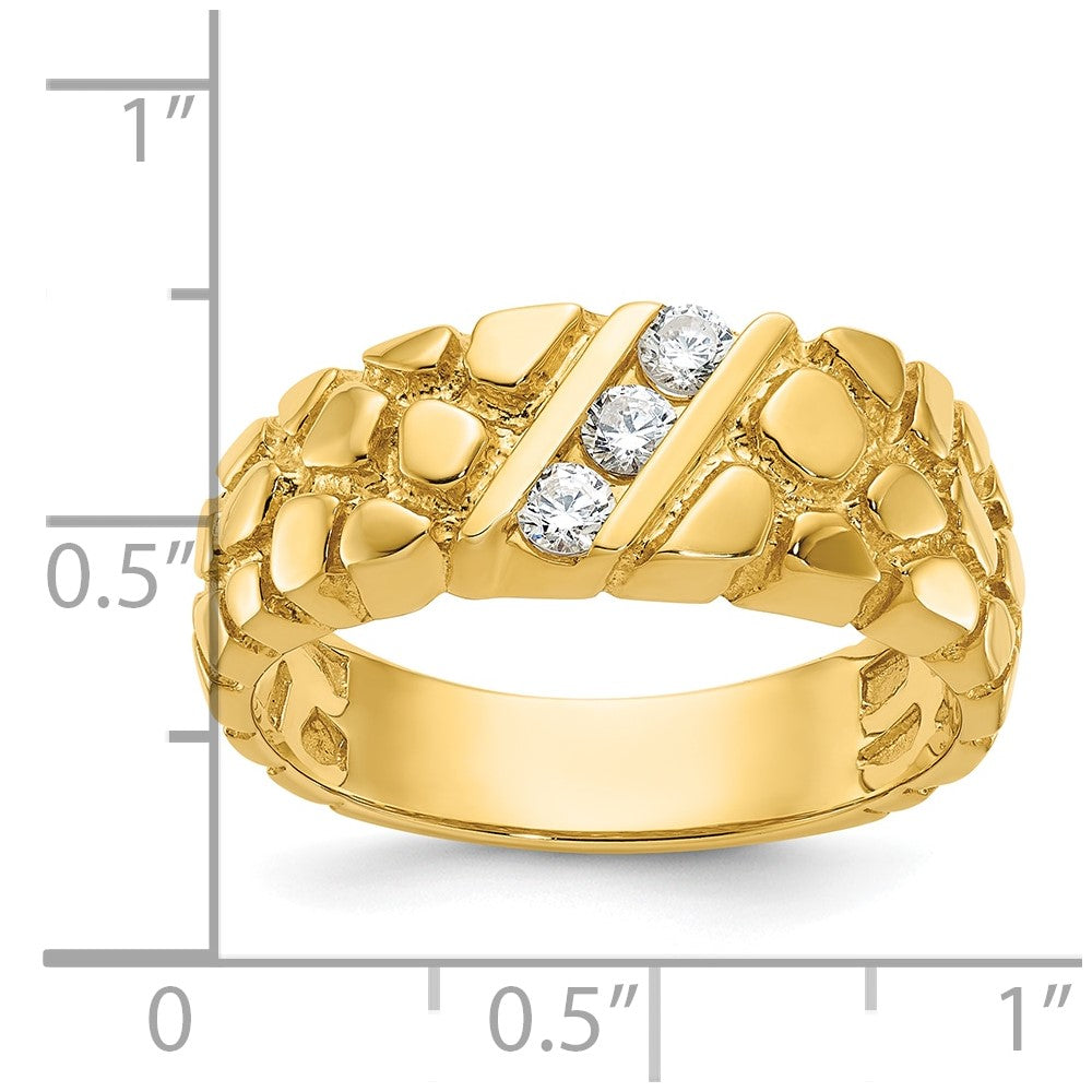 14k Men's 1/4 carat Diamond Nugget Complete Ring