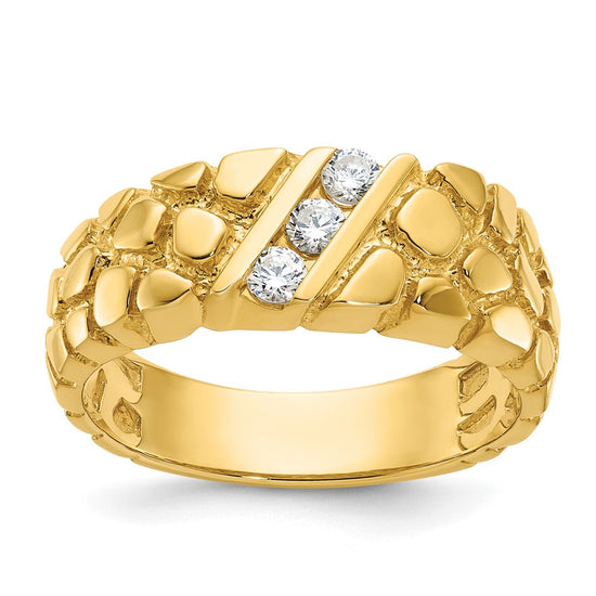 14k Men's 1/4 carat Diamond Nugget Complete Ring