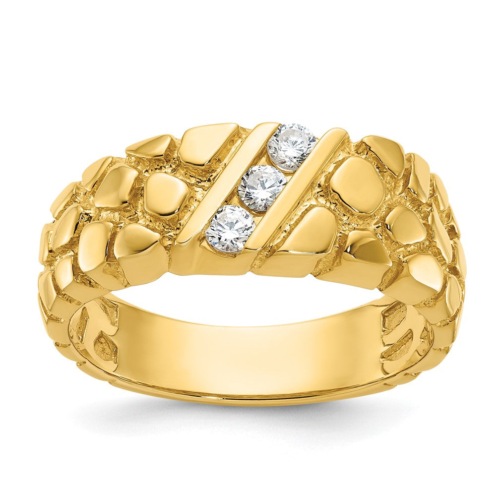14k Men's 1/4 carat Diamond Nugget Complete Ring