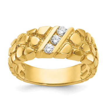 14k Men's 1/4 carat Diamond Nugget Complete Ring