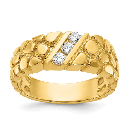 14k Men's 1/4 carat Diamond Nugget Complete Ring