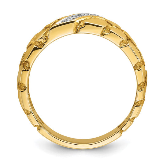 14k Men's 1/15 carat Diamond Nugget Complete Ring