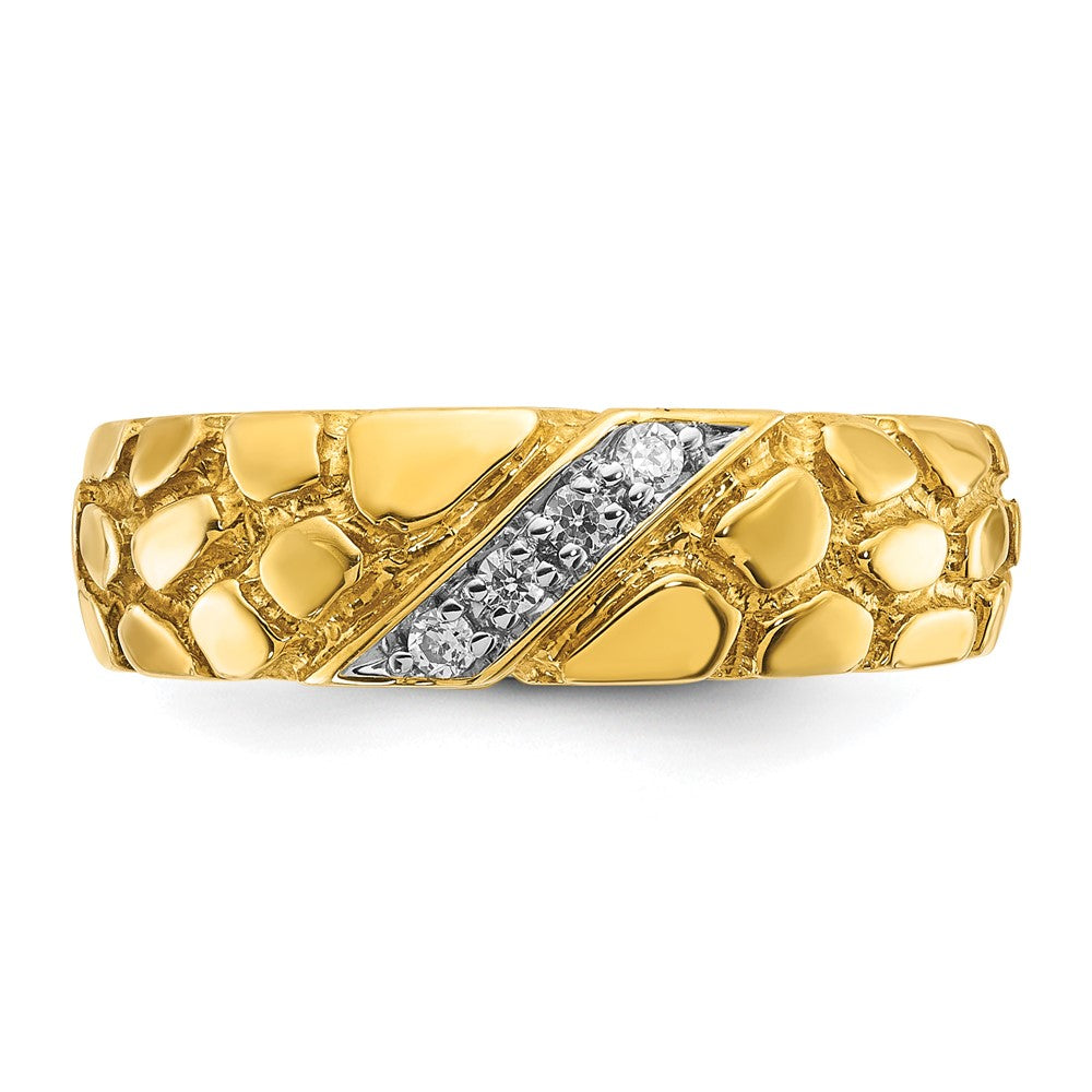 14k Men's 1/15 carat Diamond Nugget Complete Ring