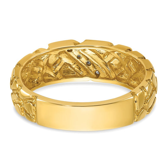 14k Men's 1/15 carat Diamond Nugget Complete Ring