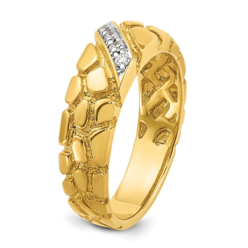 14k Men's 1/15 carat Diamond Nugget Complete Ring