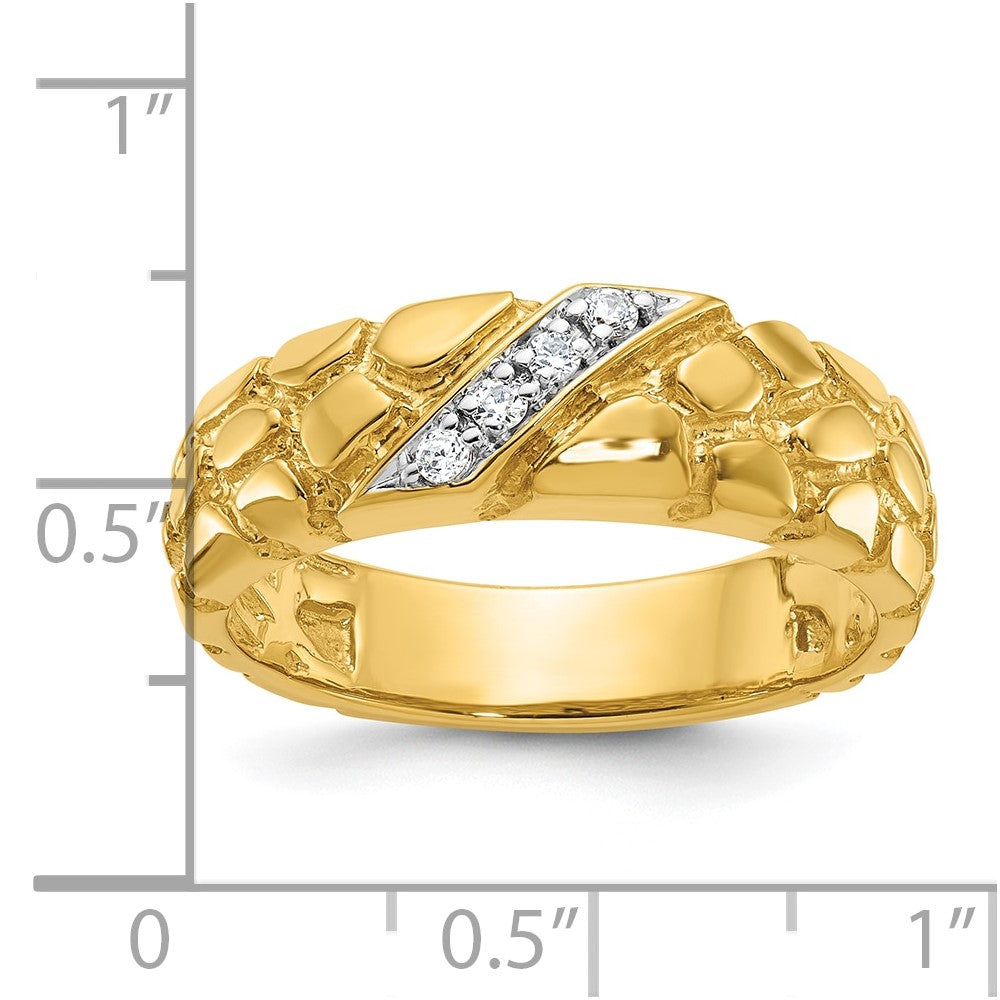 14k Men's 1/15 carat Diamond Nugget Complete Ring