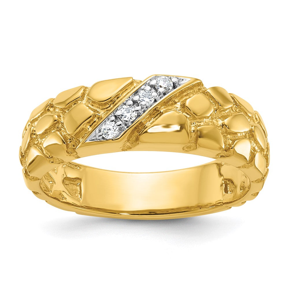14k Men's 1/15 carat Diamond Nugget Complete Ring