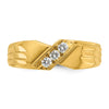 14k Men's Polished and Grooved 3-Stone 1/5 Carat AA Quality Diamond Ring