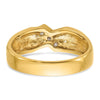 14k Men's Polished and Grooved 3-Stone 1/5 Carat AA Quality Diamond Ring