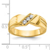 14k Men's Polished and Grooved 3-Stone 1/5 Carat AA Quality Diamond Ring