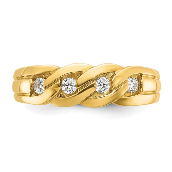 14k Men's Link Design 1/4 carat Diamond Complete Ring