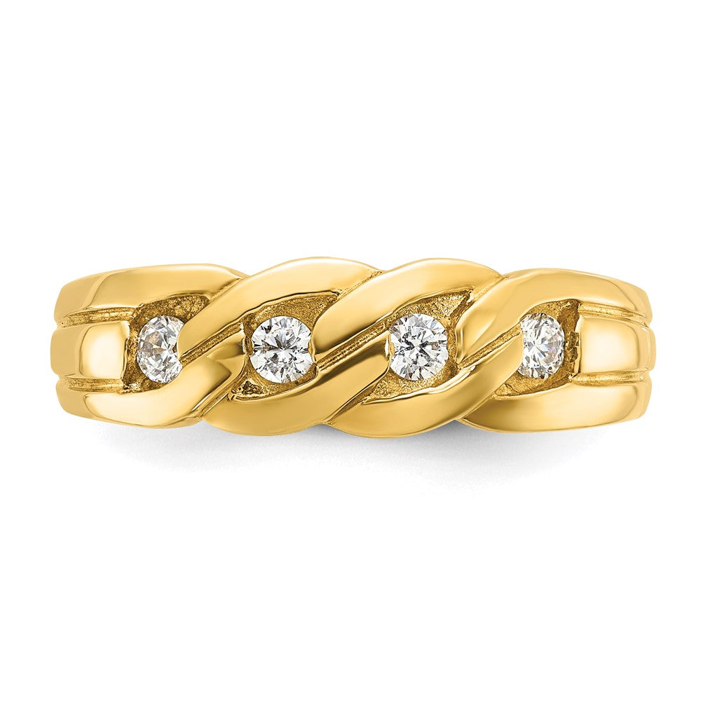 14k Men's Link Design 1/4 carat Diamond Complete Ring