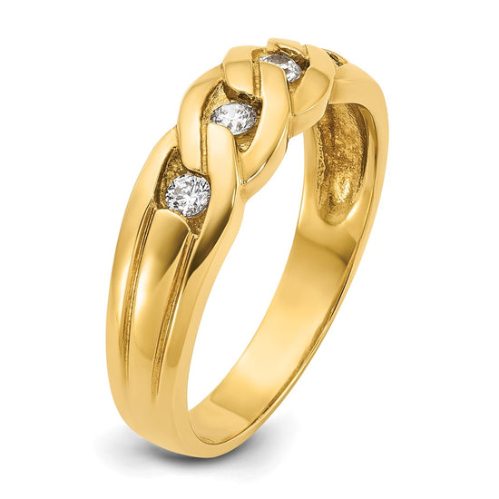 14k Men's Link Design 1/4 carat Diamond Complete Ring