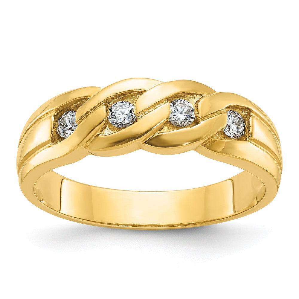 14k Men's Link Design 1/4 carat Diamond Complete Ring